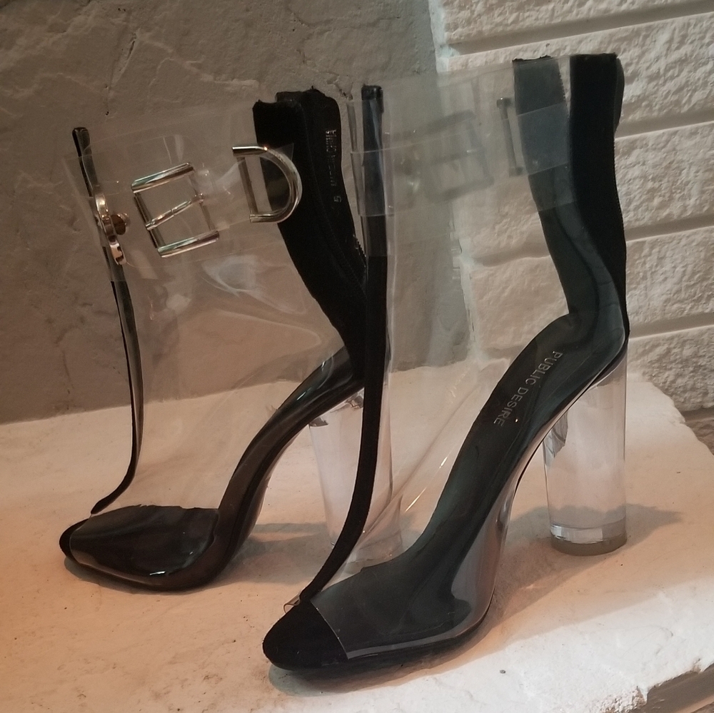 Open toe perspex booties